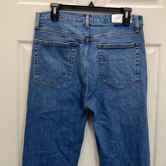 RE/DONE Originals 70s Stove Pipe in Dusted Blue High Rise Ankle Crop Jeans 31 - Picture 10 of 15